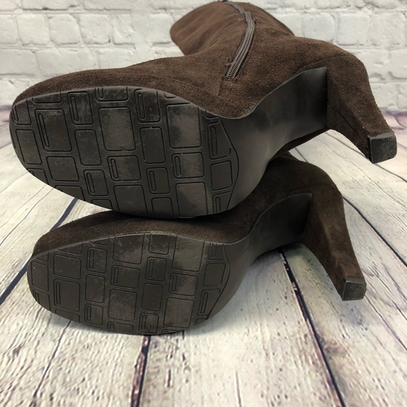 Type Z Chocolate Brown Suede Heeled Boots - Picture 7 of 8